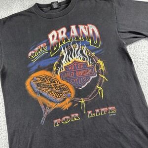 Vintage Harley Davidson Fun Wear Shirt Mens Large Black Brand For‎ Life Fire